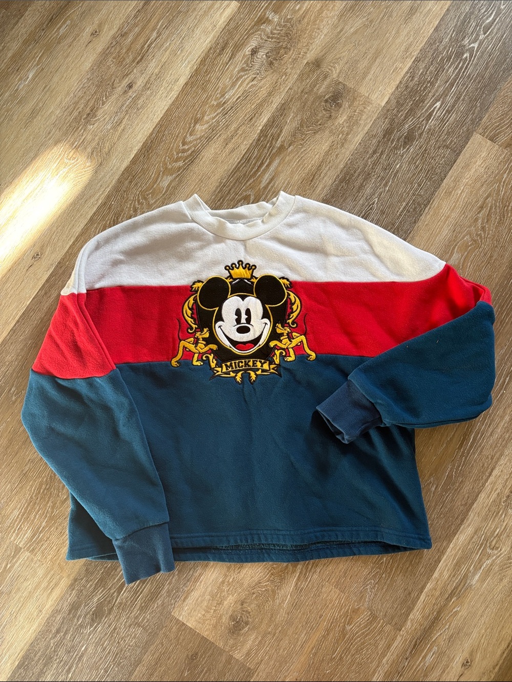 Disney Colorblock Mickey Crewneck Sweatshirt - White, Red & Navy